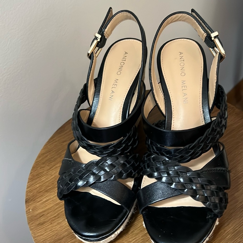 Antonio Melani black Marlene wedges
